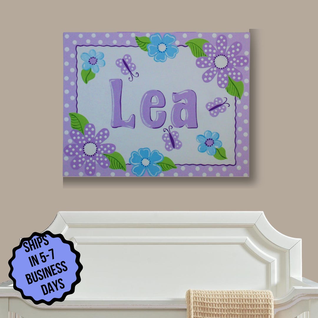 Butterfly Nursery Name Sign, Custom Personalized Art, Monogram Wall Art ...