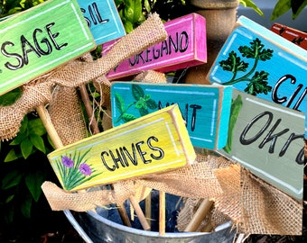 Garden Stakes, Vegetable Flower Herb Plant Labels, Custom Wood Markers, Indoor Outdoor Decor, Personalized Yard Garden Sign, Gardening Gift