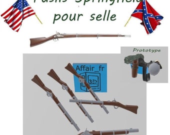 Custom compatible Playmobil ACW in 3D - lot 5 Springfield rifles for saddle