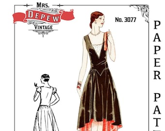 Patron de couture vintage 1927 32-48" buste des années 1920 Robe de Style Drecoll Couture Dress # 3077 - VERSION PAPIER