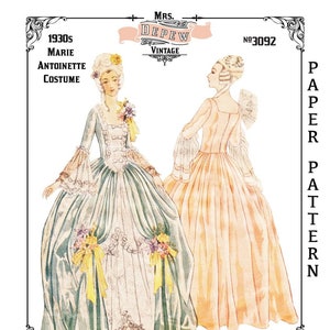 Vintage Sewing Pattern Marie Antoinette Halloween Costume #3092 Multisize 32 -46" Bust - PAPER VERSION