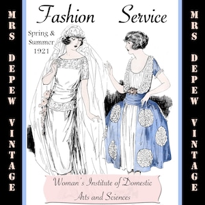 Vintage Sewing Book Spring & Summer 1921 Fashion Service Magazine Dressmaking Ebook with Flapper Fashions -INSTANT DOWNLOAD-
