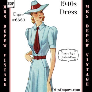 Vintage Sewing Pattern Template & Scale Rulers 1940s Ladies' Dress Any Size 6363 Draft at Home - PLUS Size Included -INSTANT DOWNLOAD-