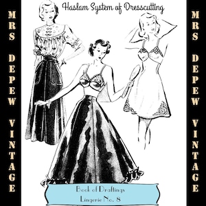 Haslam Dresscutting Libro de Draftings Lencería No. 8 1940s Vintage Patrón de costura E-book con 30 patrones - DESCARGA INSTANTE