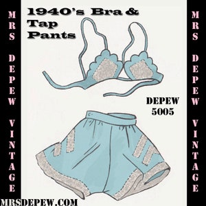 Vintage Sewing Pattern Template & Scale Rulers 1940's Bra and Tap Pants in Any Size- PLUS Size Included-  5005 -INSTANT DOWNLOAD-