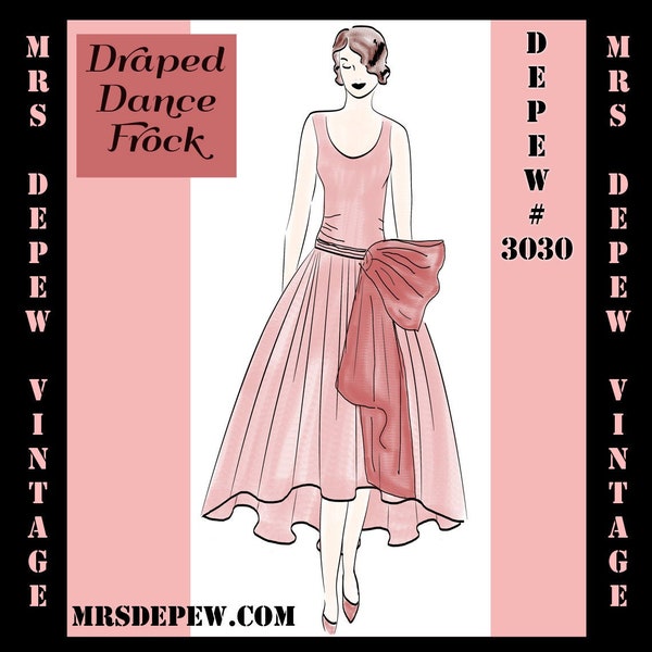 Vintage Sewing Pattern Instructions 1920s Flapper Easy Draped Dress Ebook Depew 3030 -INSTANT DOWNLOAD-