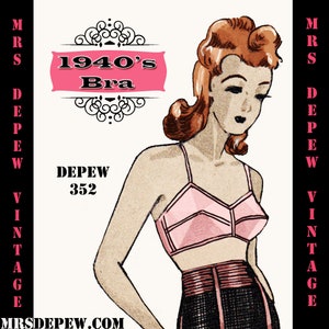 Vintage Sewing Pattern Template & Scale Rulers 1940s French Bra  Any Bust Size- PLUS Size Included-  352 -INSTANT DOWNLOAD-