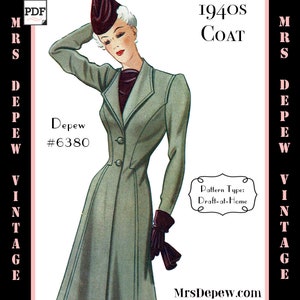 Vintage Sewing Pattern Template & Scale Rulers 1940s Ladies' Coat Any Size  6380 Draft at Home - PLUS Size Included -INSTANT DOWNLOAD-