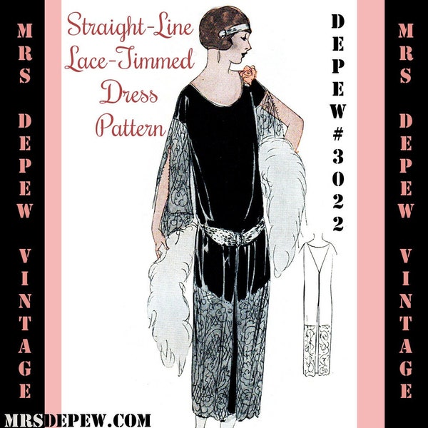 vintage Sewing Pattern Instructions 1920s Flapper Easy One Piece Lace Panel Dress Ebook Depew 3022 -Téléchargement instantané-