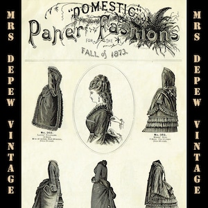 Antique Fall 1873 Domestic Paper Fashions Sewing Pattern Catalog - INSTANT DOWNLOAD