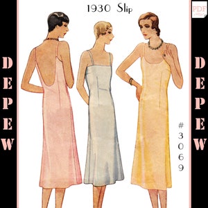 Vintage Sewing Pattern Ladies' 1920s - 1930s Style Slip Depew #3069 Multisize -INSTANT DOWNLOAD PDF