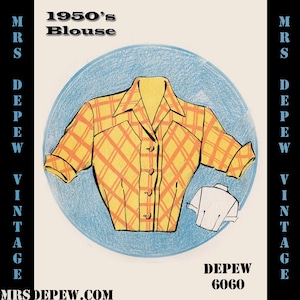 Vintage Sewing Pattern Template & Scale Rulers 1950s Short Sleeve Blouse in Any Size PLUS Size Included 6060 INSTANT DOWNLOAD image 1