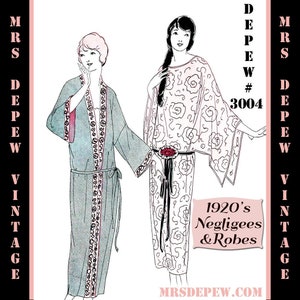 Vintage Sewing Pattern Instructions 1920's Flapper Basic Neglige Robes Ebook PDF Depew 3004 -INSTANT DOWNLOAD-