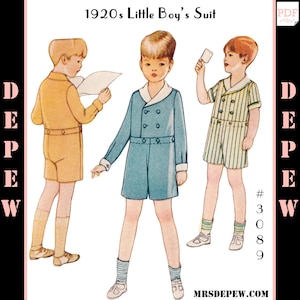 Vintage Sewing Pattern Boys&#39; 1920s Romper Suit #3089 - INSTANT DOWNLOAD PDF