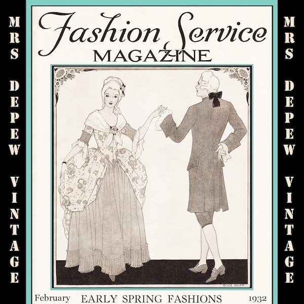1930s Vintage Fashion Service Magazine February 1932 Fashion & Sewing Patterns - INSTANT DOWNLOAD