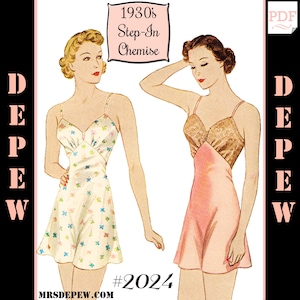 S605 Vintage Sewing Pattern Multi Size Reproduction 1930s Step-in Chemise #2024 - INSTANT DOWNLOAD