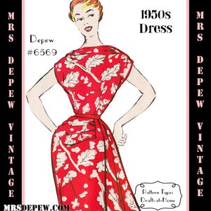 Vintage Sewing Pattern Template & Scale Rulers 1950s Dress in Any Size - PLUS Size Included -  6569 -INSTANT DOWNLOAD-