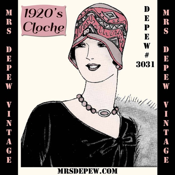 Vintage Sewing Pattern 1920's Spring Cloche Hat Depew 3031 Digital Print at Home E-book -INSTANT DOWNLOAD-