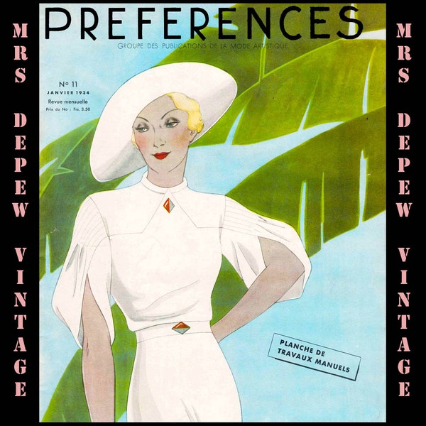 1930s Vintage Sewing & French Haute Couture Fashion Magazine Preferences from 1934- INSTANT DOWNLOAD