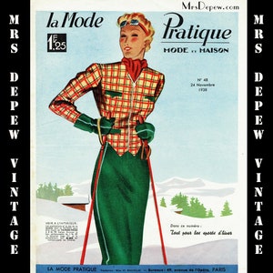 Copia en formato electrónico de la revista francesa La Mode Pratique de la década de 1930, patrón de costura y moda de la Segunda Guerra Mundial de noviembre de 1938 - DESCARGA INMEDIATA