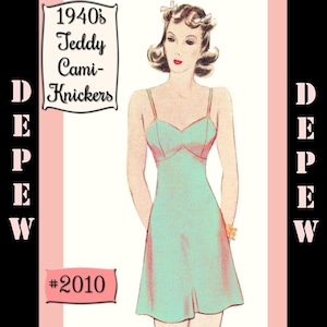 Vintage Sewing Lingerie Pattern 1940s Teddy Cami-Knickers 2010 INSTANT DOWNLOAD image 1