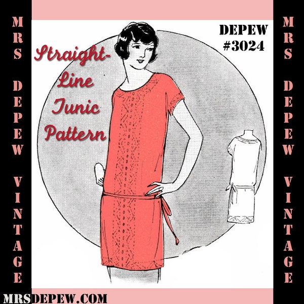Instrucciones de patrón de costura vintage 1920s túnica blusa o vestido E-book #3024 -DESCARGA INSTANTE-