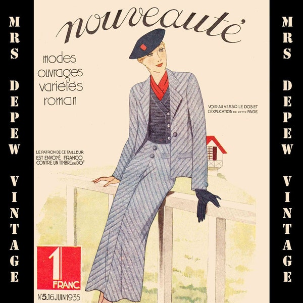 1930s French Fashion Magazine E-book Nouveauté Featuring Embroidery, Sewing and Knitting Patterns -INSTANT DOWNLOAD