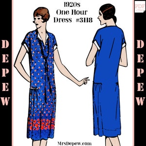 Vintage Sewing Pattern 1920s MultiSize One Hour Dress Full-Sized # 3118 - 32 34 36 38 40 42 44 46 58 50 Bust- INSTANT DOWNLOAD