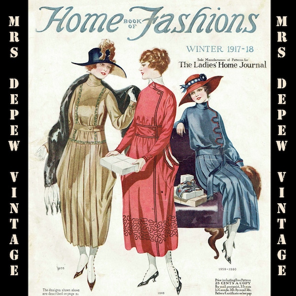 Vintage Sewing Pattern Catalog Home Book of Fashions Winter 1917 - 1918 Ladies' Home Journal PDF -INSTANT DOWNLOAD-