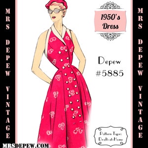 Vintage Sewing Pattern Template & Scale Rulers 1950s Halter Dress, Cape Shrug in Any Size - PLUS Size Included -  5885 -INSTANT DOWNLOAD-