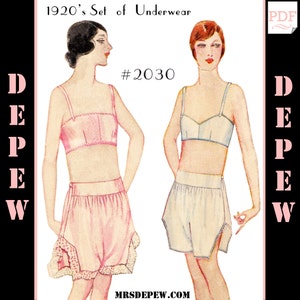 Vintage Sewing Pattern 1920s Bandeau Bra and Step-Ins Multi-Size #2030 - INSTANT DOWNLOAD