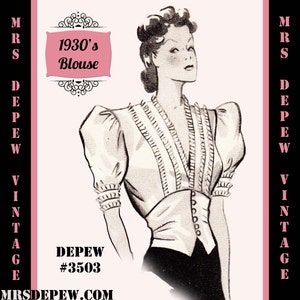 Vintage Sewing Pattern Template & Scale Rulers 1930s 1940s Blouse in Any Size 3503 - Plus Size Included -INSTANT DOWNLOAD-