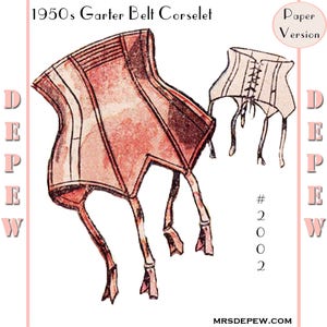 Vintage Sewing Pattern French 1950s Pin Up Corset Garter Belt Pattern 23-45" Waist Depew 2002- PAPER VERSION