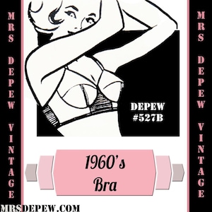 Vintage Sewing Pattern Template & Scale Rulers 1960's Bullet Bra in Any Size - PLUS Size Included -  527B -INSTANT DOWNLOAD-