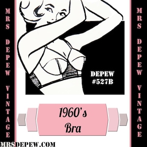 Vintage Sewing Pattern Template & Scale Rulers 1960&#39;s Bullet Bra in Any Size - PLUS Size Included -  527B -INSTANT DOWNLOAD-