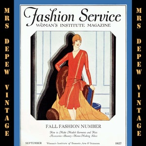 Vintage Sewing Book September 1927 Fashion Service Magazine Dressmaking E-book PDF Featuring Hats & Dresses -INSTANT DOWNLOAD-