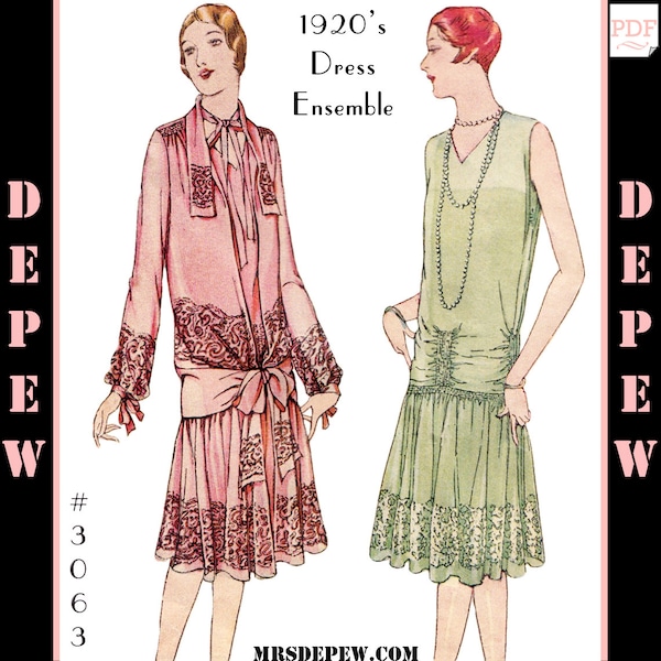 Vintage Sewing Pattern Reproduction Ladies' 1920s Martial et Armand Couture Dress #3063 - INSTANT DOWNLOAD