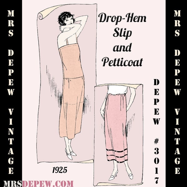 Vintage Sewing Pattern Instructions 1920's Flapper Slip and Petticoat Ebook PDF Depew 3017 -INSTANT DOWNLOAD-