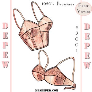 1950s Bra in 2 Sizes Bust 36 and 38 Ins. Paper Sewing Pattern