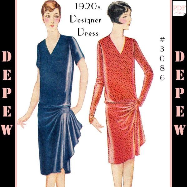 Vintage Sewing Pattern Reproduction Ladies' 1920s Worth Couture Dress #3086 - INSTANT DOWNLOAD