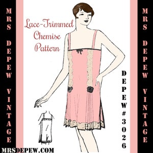 Vintage Sewing Pattern 1920s Flapper Chemise Teddy 3026 -INSTANT DOWNLOAD-