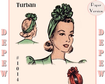 Vintage Sewing Pattern 1940s Turban Rosette Hat One Size #1014 -PAPER VERSION-