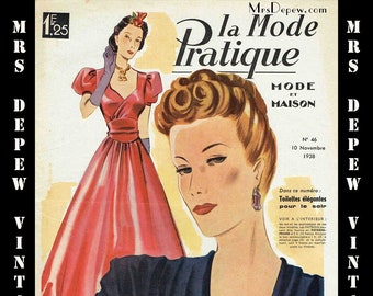 1930s Vintage French Magazine La Mode Pratique 10 November, 1938 WWII Fashion & Sewing Pattern E-book Copy - INSTANT DOWNLOAD