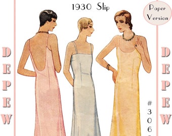 Vintage Sewing Pattern Ladies' 1920s - 1930s Style Slip Depew #3069 Multisize Paper Pattern