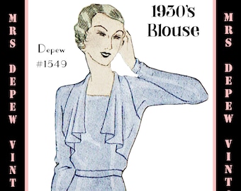 Vintage Sewing Pattern Template & Scale Rulers 1930s Blouse in Any Size  1549 Draft at Home Pattern - PLUS Size Included -INSTANT DOWNLOAD-