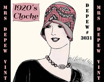 Vintage Sewing Pattern 1920's Spring Cloche Hat Depew 3031 Digital Print at Home E-book -INSTANT DOWNLOAD-