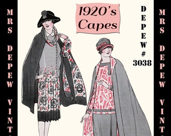 Vintage Sewing Pattern 1920s Capes Booklet Depew 3038 -INSTANT DOWNLOAD-