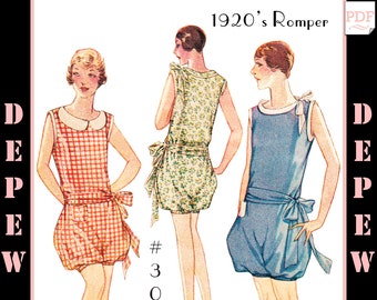 Vintage Sewing Pattern Ladies' 1920s Romper Playsuit #3051 in Multisize - INSTANT DOWNLOAD