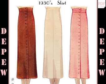 Vintage Sewing Pattern Ladies' 1930s Easy to Sew Skirt #3057 - INSTANT DOWNLOAD