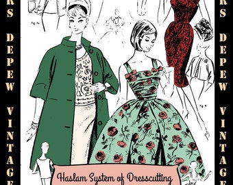 Haslam Dresscutting Book Annual No. 37 1960 Vintage Sewing Pattern E-book with 33 Pattern Draftings